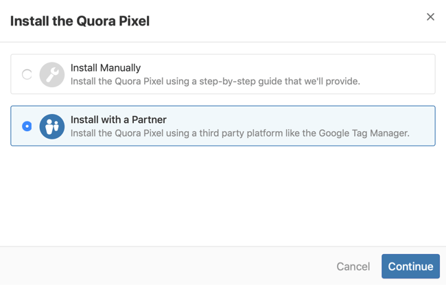 langkah 2 tentang cara memasang piksel Quora dengan Google Pengelola Tag