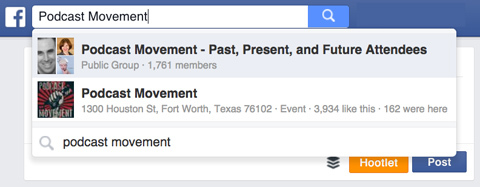 kelompok gerakan podcast dalam pencarian facebook