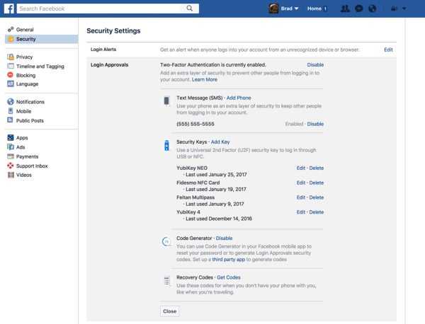 Pengguna Facebook sekarang dapat mendaftarkan kunci keamanan fisik untuk melindungi akun Facebook mereka.