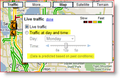 Google Maps Live Traffic pada pengaturan hari dan waktu
