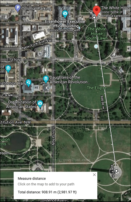 Contoh jarak terukur di Google Maps