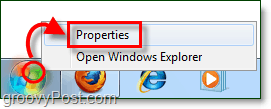 cara membuka properti menu mulai di windows 7 
