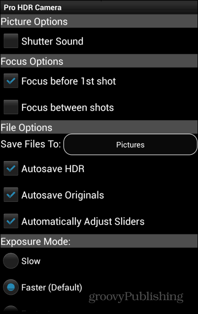 Pengaturan Pro HDR Camera 1