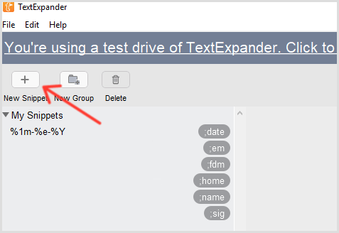 TextExpander menambahkan cuplikan