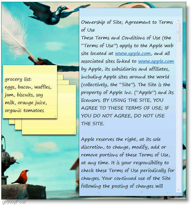 Windows 7 Sticky Notes: Screenshot