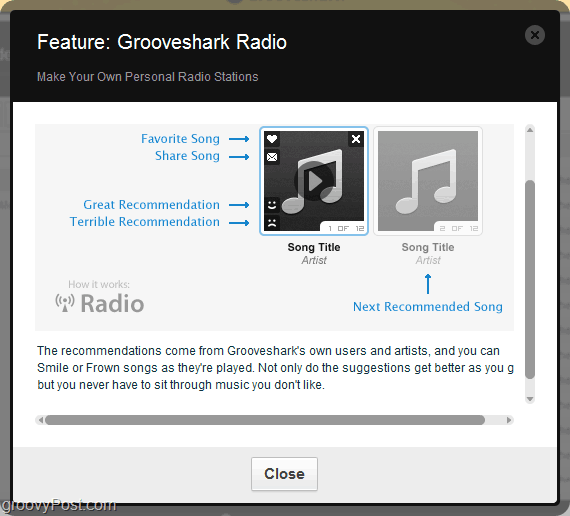 gunakan mesin rekomendasi Grooveshark via radio Grooveshark
