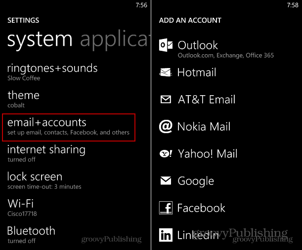 Tambah Akun Windows Phone 8