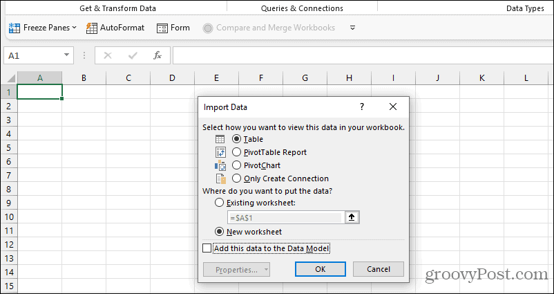 opsi impor data excel