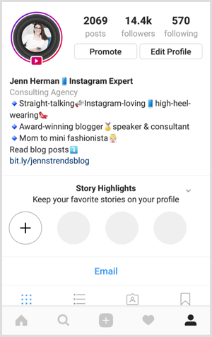 Sorotan cerita Instagram di profil