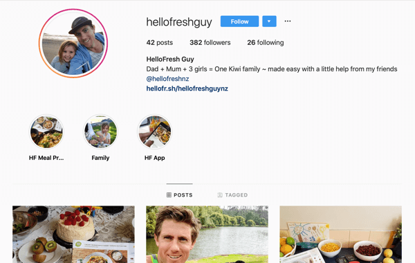 Cara merekrut influencer sosial berbayar, contoh umpan Instagram dari @hellofreshguy
