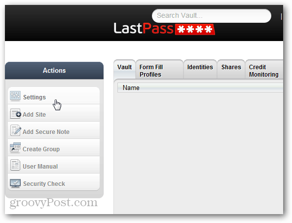 Pengaturan Tindakan LastPass