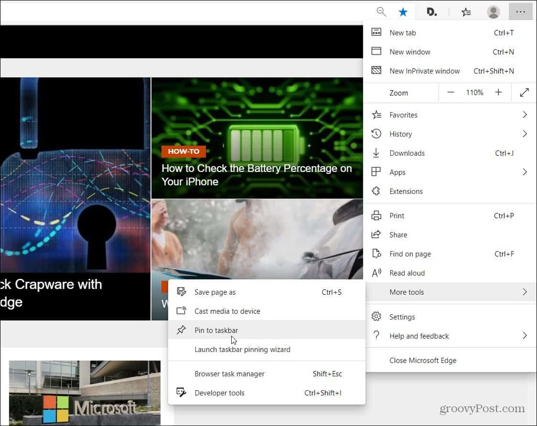 Sematkan Situs Web ke Bilah Tugas Windows dari Microsoft Edge