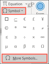 Simbol, Lebih Banyak Simbol di Word di Windows