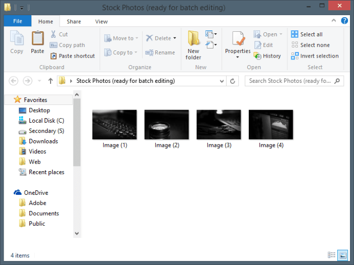 folder gambar yang diorganisir memisahkan aksi edit batch Photoshop