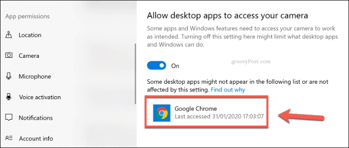Daftar aplikasi desktop dengan akses kamera pada Windows 10