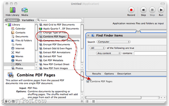 Gabungkan PDF menggunakan Automator di Mac OS X