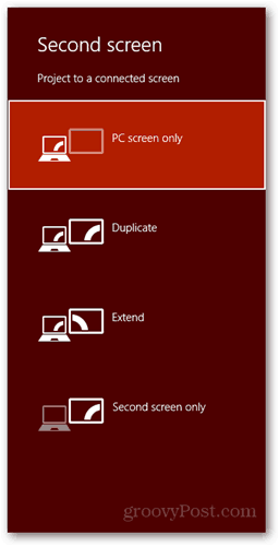  windows 8 keyboard pintas menghubungkan dialog tampilan layar baru duplikat layar pc memperpanjang layar kedua saja