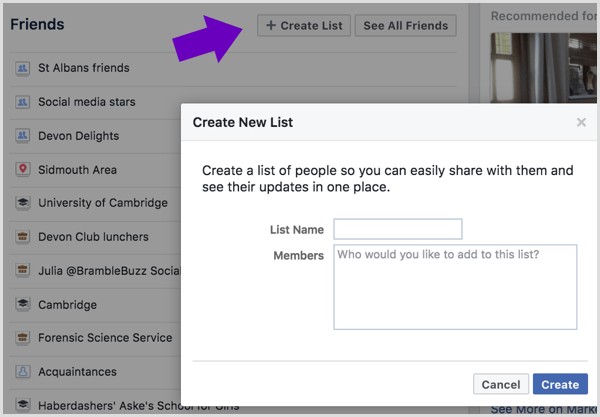 Masukkan nama untuk daftar teman Facebook Anda dan pilih teman yang ingin ditambahkan.