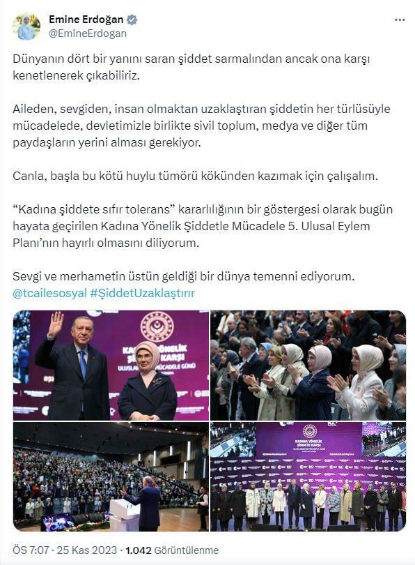Ibu Negara Erdoğan berbagi tentang hari kekerasan terhadap perempuan