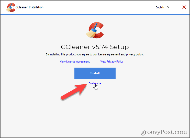 Sesuaikan instalasi CCleaner