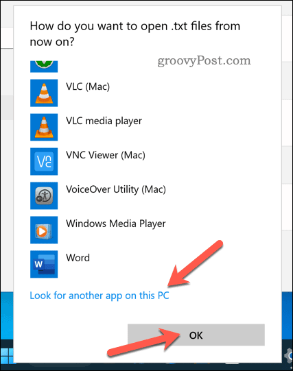 Memilih aplikasi untuk membuka jenis file di Windows 11