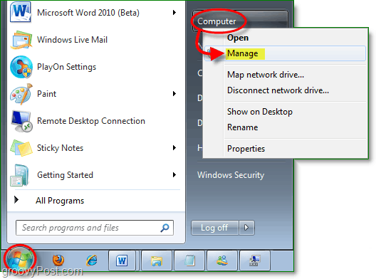 mengakses manajer perangkat dari menu mulai windows 7