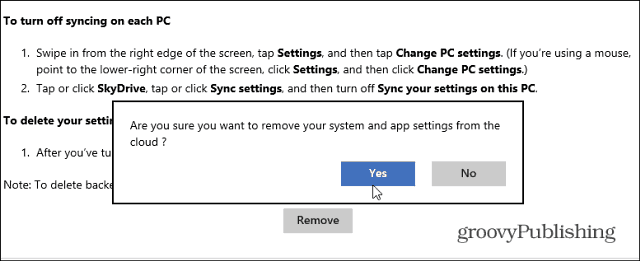 Hapus Data yang Disinkronkan dari SkyDrive di Windows 8.1