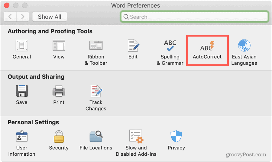 Koreksi Otomatis Preferensi Word di Mac
