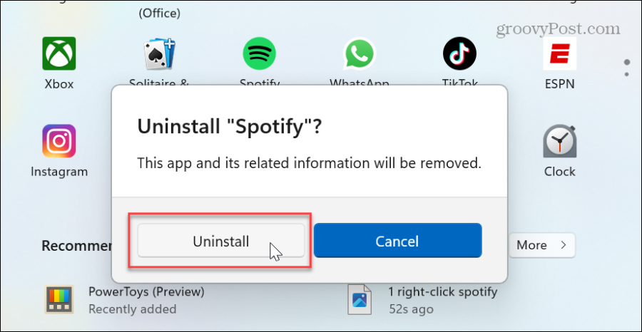 hapus instalan aplikasi windows 11