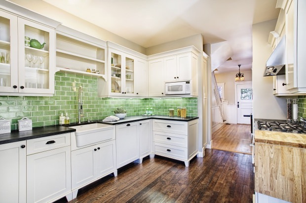 Dekorasi dapur hijau air