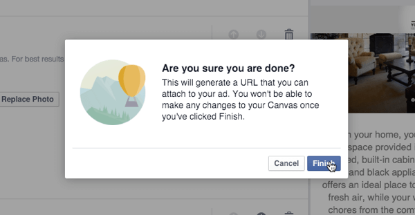 permintaan akhir kanvas facebook