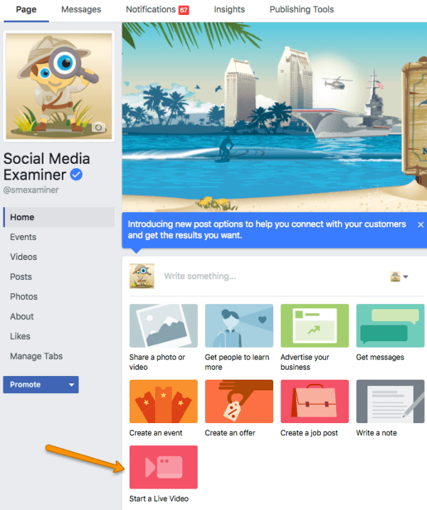 Facebook meluncurkan kemampuan untuk menyiarkan langsung di Halaman atau Grup dari desktop. Admin halaman dapat ditayangkan dengan mengklik tombol "Mulai Video Langsung" di opsi posting baru di Halaman mereka. 