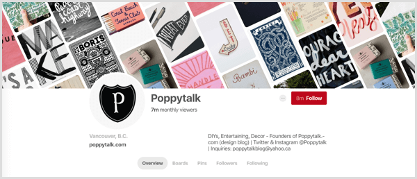 contoh gambar sampul profil Pinterest dengan pin bertajuk