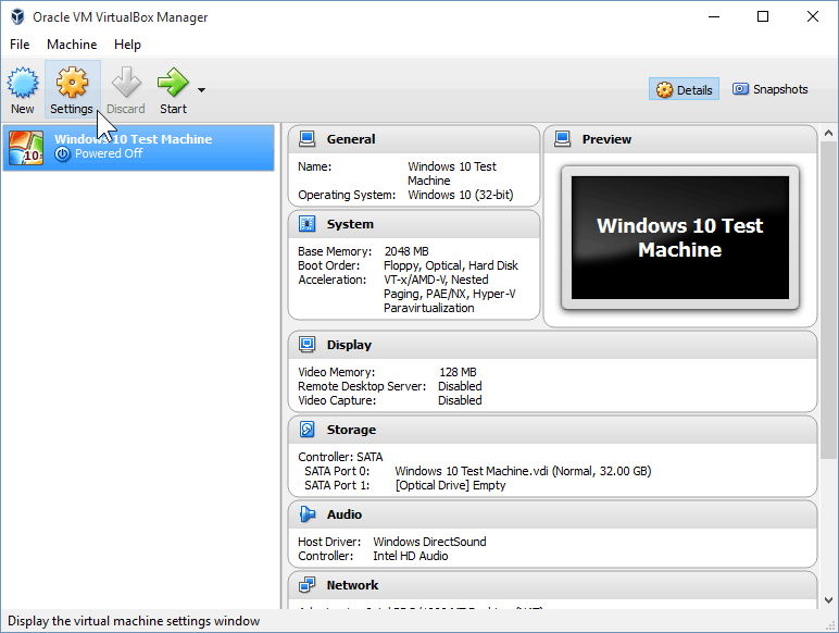09 Membuka Pengaturan VirtualBox (Instalasi Windows 10)