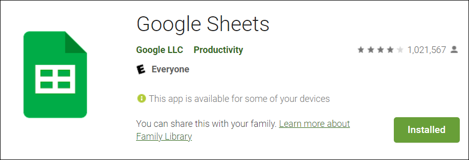 instal Google Spreadsheet