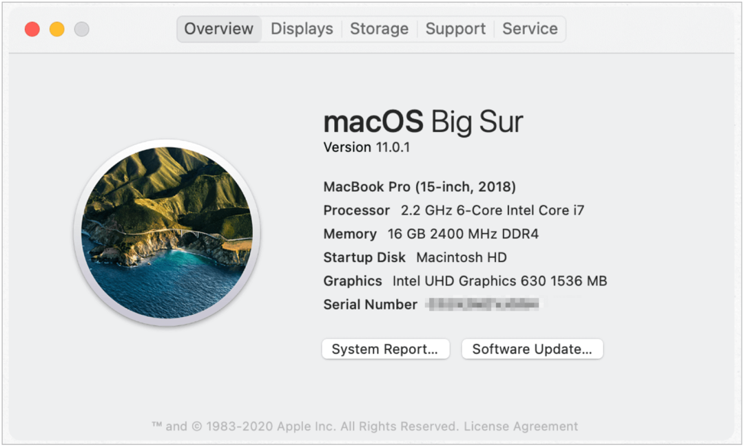 Contoh versi Mac