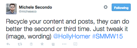 tweet dari presentasi holly homer smmw15