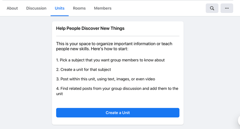 pilihan untuk membuat unit di facebook unit peti tab unit