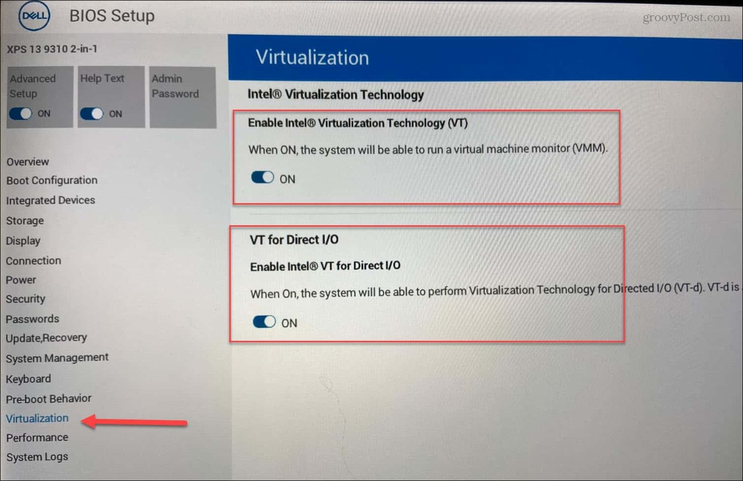 BIOS Aktifkan Virtualisasi
