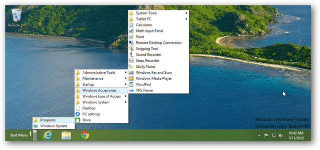 windows 8 mengguncang menu awal yang baru melalui bilah tugas bilah tugas