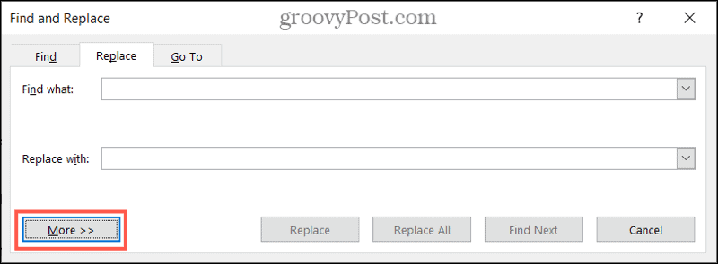 Lebih banyak opsi Temukan dan Ganti di Word