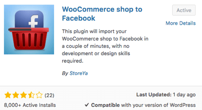 Pilih dan aktifkan plugin WooCommerce Shop to Facebook.