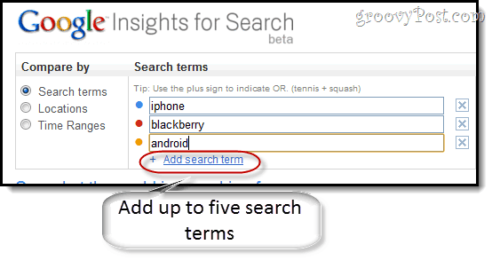 membandingkan wawasan Google untuk istilah pencarian