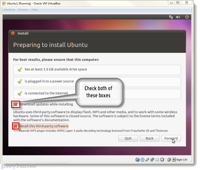 unduh pembaruan dan instal perangkat lunak pihak ketiga di instal ubuntu