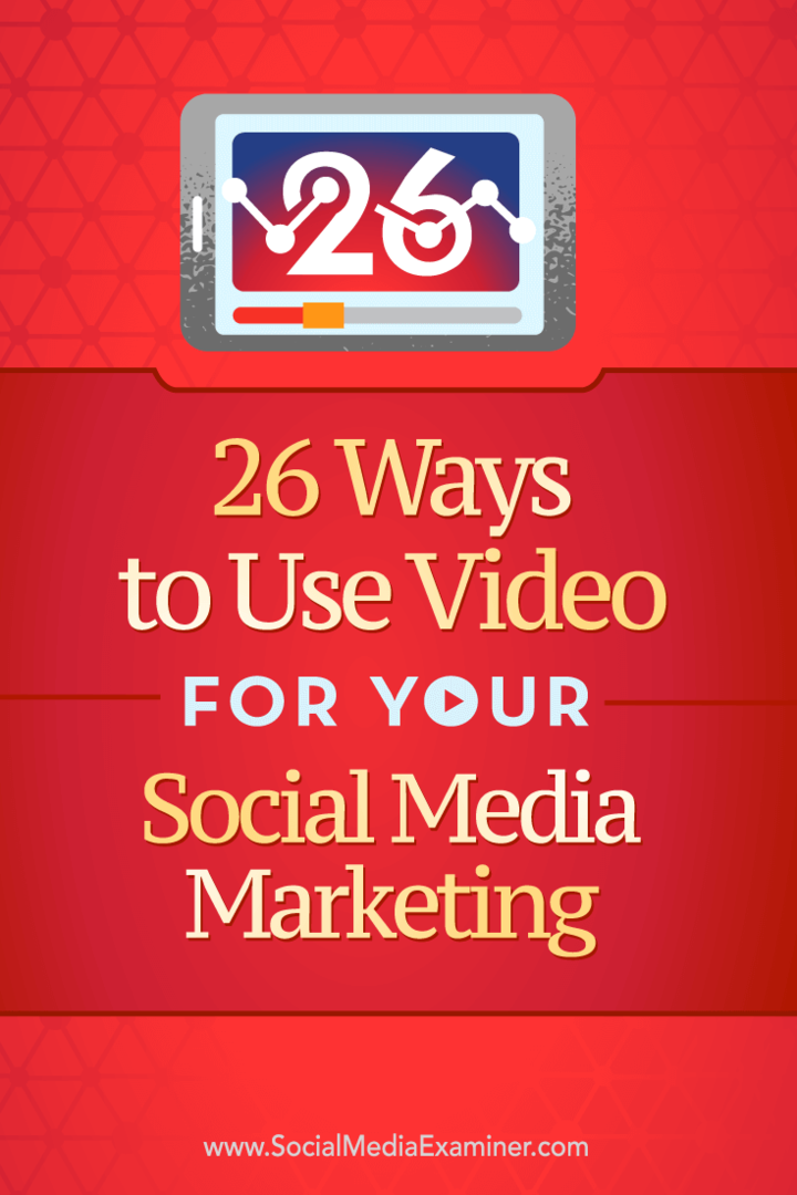 Kiat 26 cara Anda dapat menggunakan video dalam pemasaran sosial Anda.