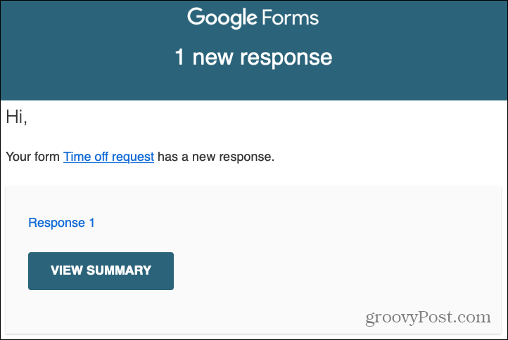 Peringatan Email Tanggapan Google Forms