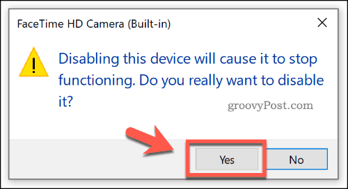 Mengkonfirmasi perangkat yang dinonaktifkan di Device Manager pada Windows 10
