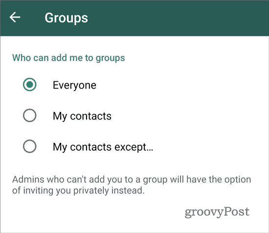 WhatsApp berhenti menambahkan ke grup semua orang (2)