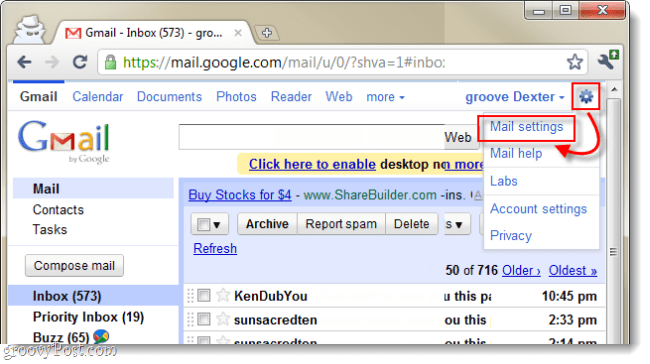 buka pengaturan email gmail