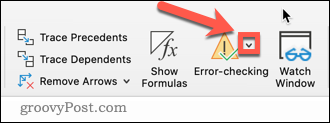 Kesalahan saat memeriksa di Excel